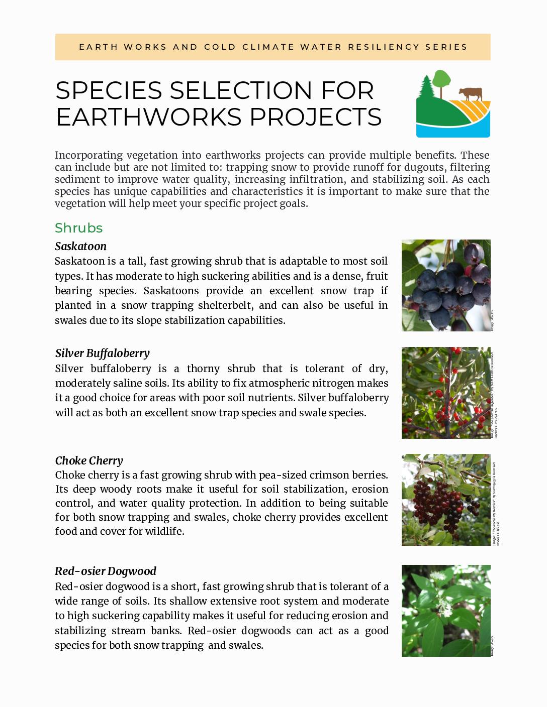 Species Selection for Earthworks Projects